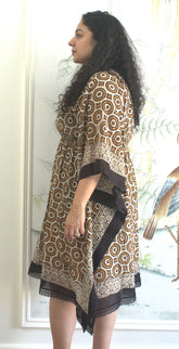 Black and Ochre circular print kaftan